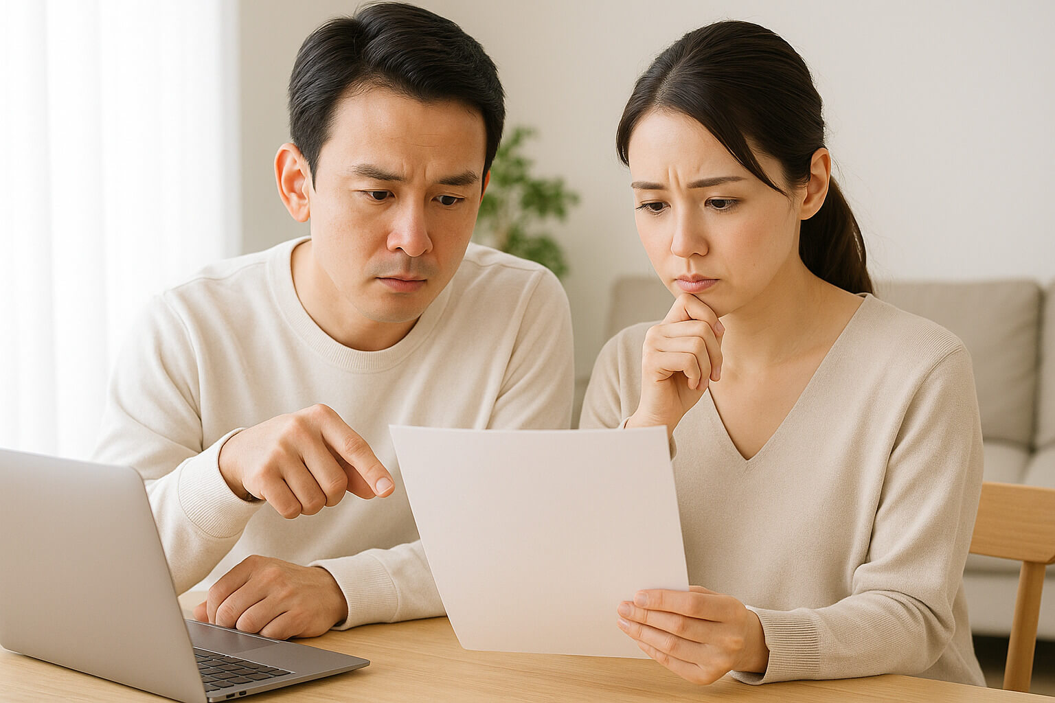 アンテナ工事の費用を確認する夫婦