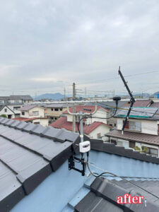 滋賀県甲賀市 賃貸物件 アンテナ交換後の屋根上 after 写真
