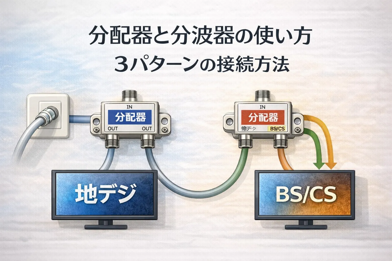 分配器と分波器の使い方の解説図
