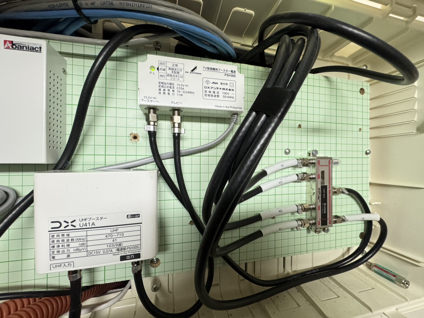 福井県美山町 アンテナ配線 ターミナルボックス 内部 配線入替作業