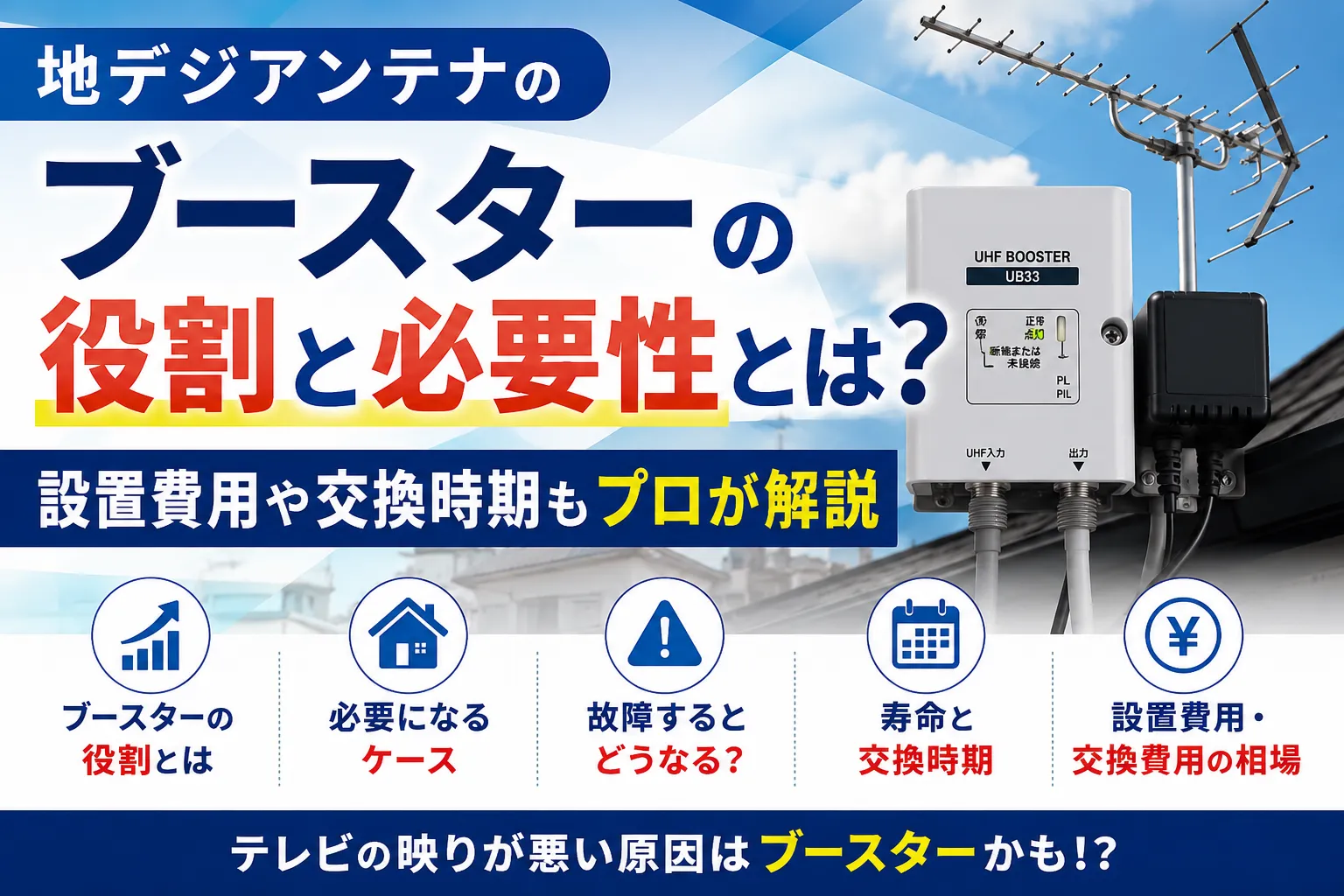 地デジアンテナ用ブースターの役割や必要性を解説しているイメージ画像
