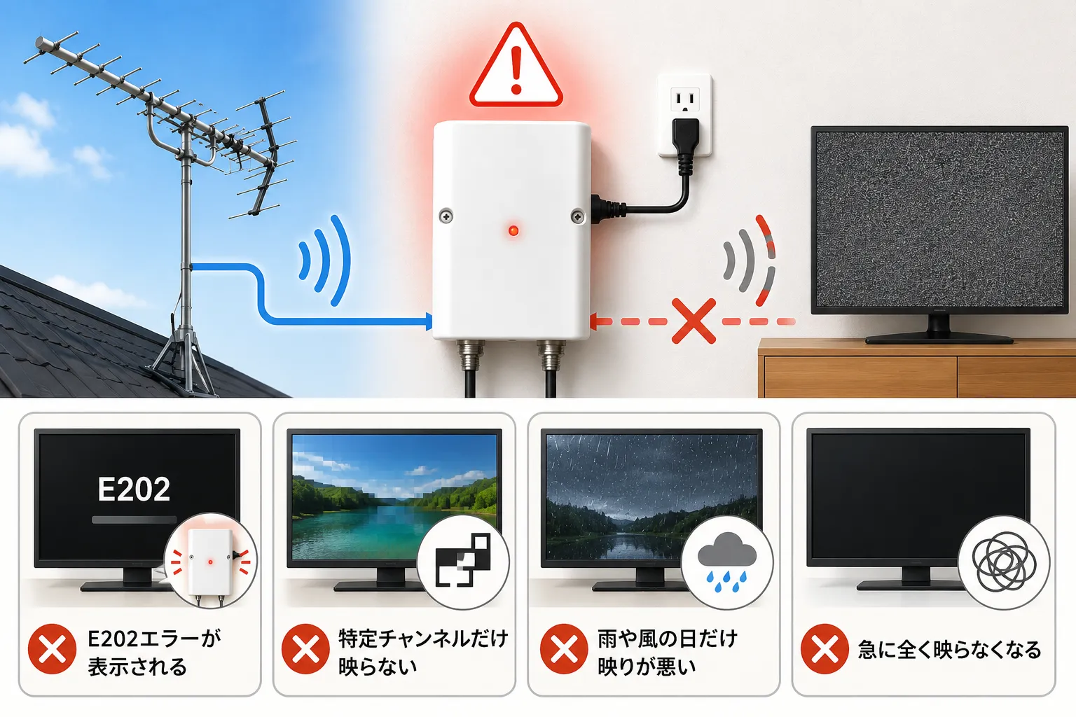信号ブースター故障の警告