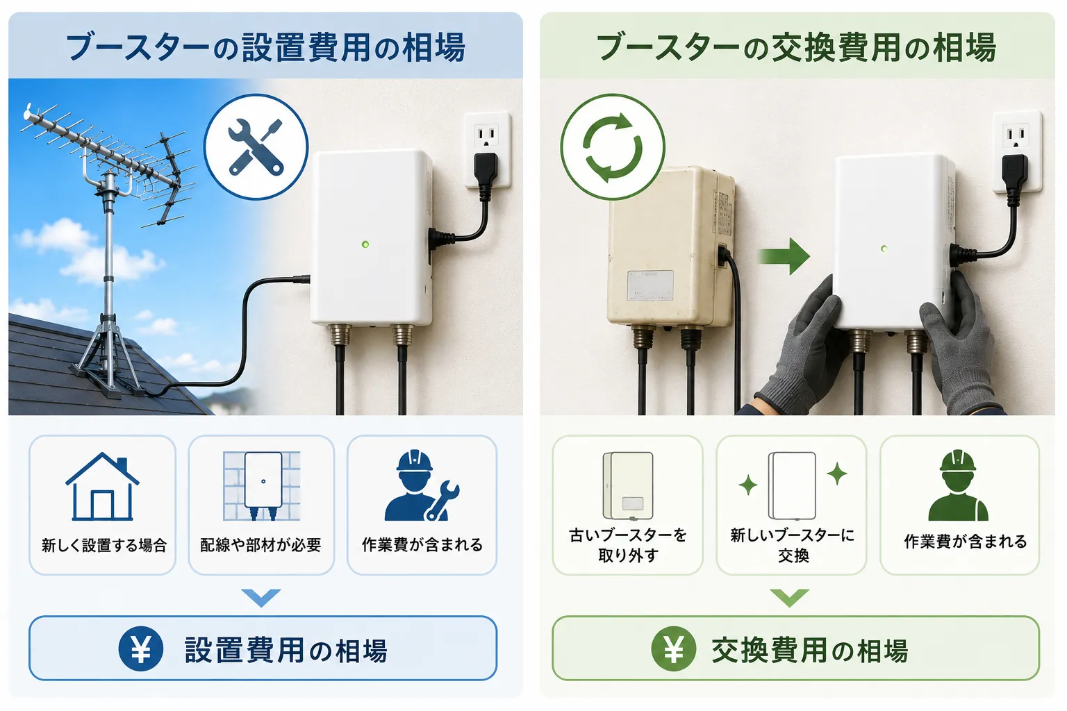 ブースター設置・交換費用の比較