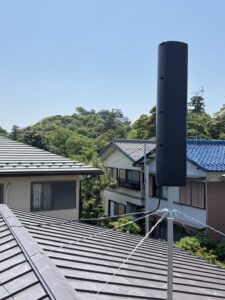 滋賀県彦根市の平屋新築住宅に設置したブラックのユニコーンアンテナ