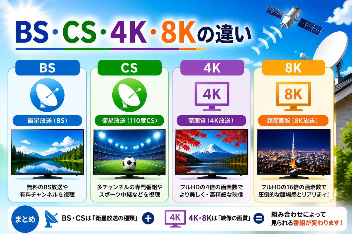 BS・CS・4K・8Kの違い解説